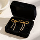 Bow Drop Earrings with Rhinestone Dangle Detail Feminine Statement Jewelry