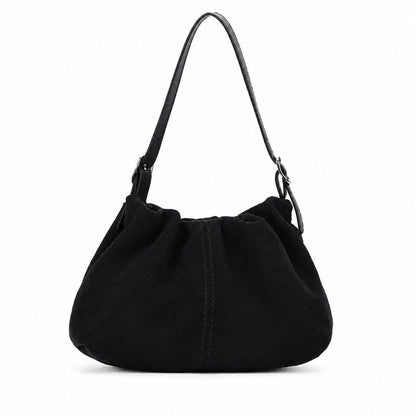 Faux Suede Hobo Shoulder Bag with Adjustable Strap Magnetic Closure and Interior Pocket