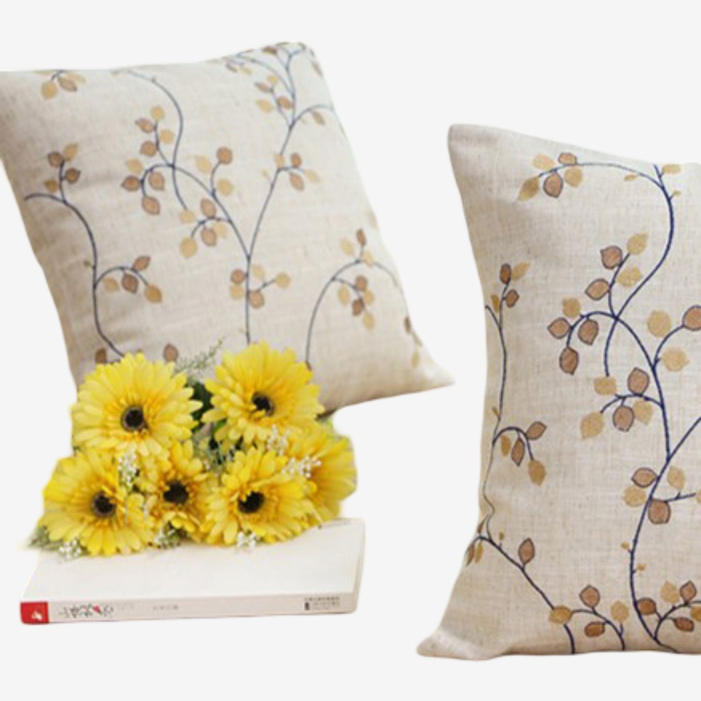 Square Pillow 15.7*15.7 in Cotton-Linen Fabric Decorative Throw Pillow