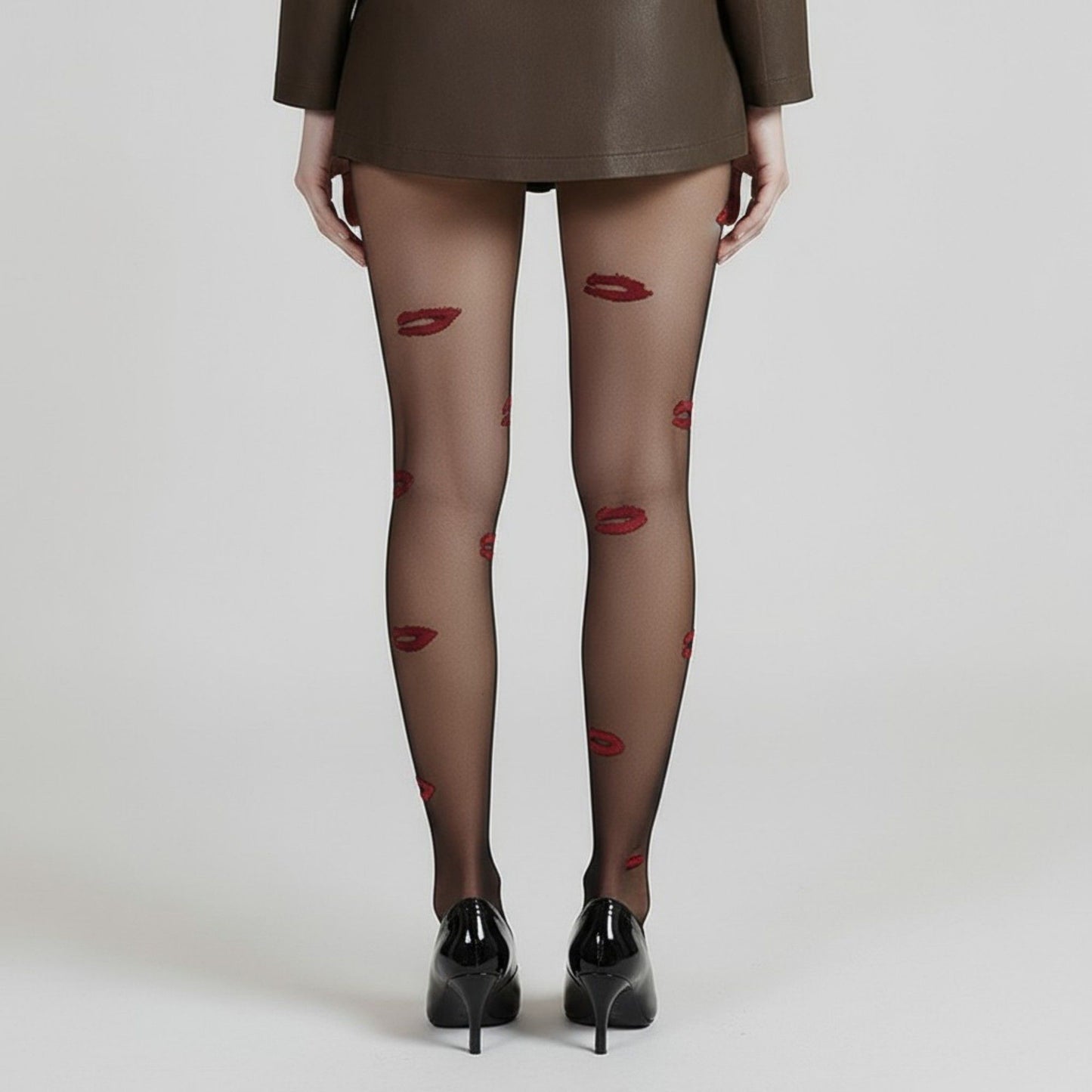 2pcs Women's Sheer Tights with Embroidered Lip Pattern Design