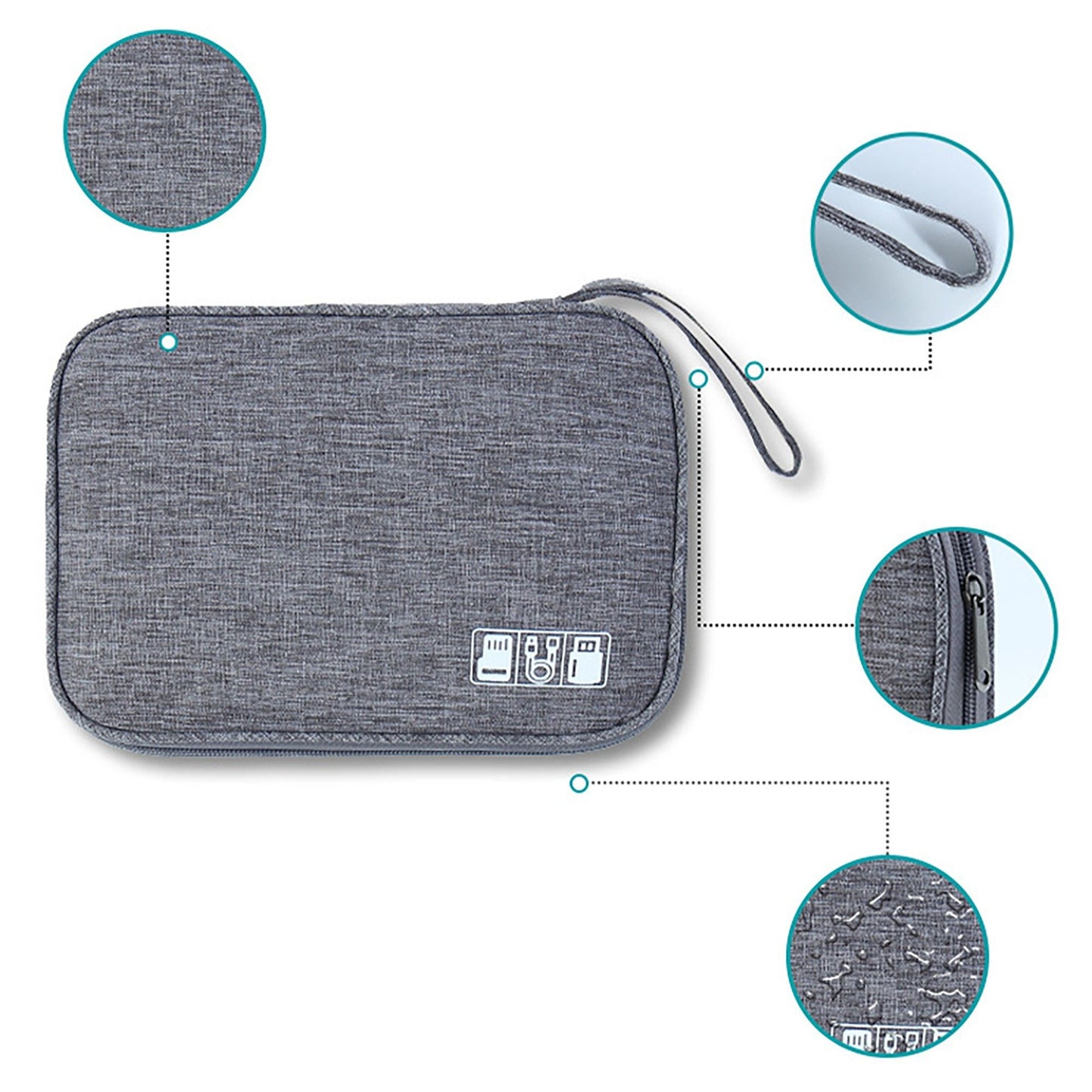 Electronic Organizer Case with Zipper Closure Cable Storage Pouch Portable Travel Tech Accessories Organizer Bag