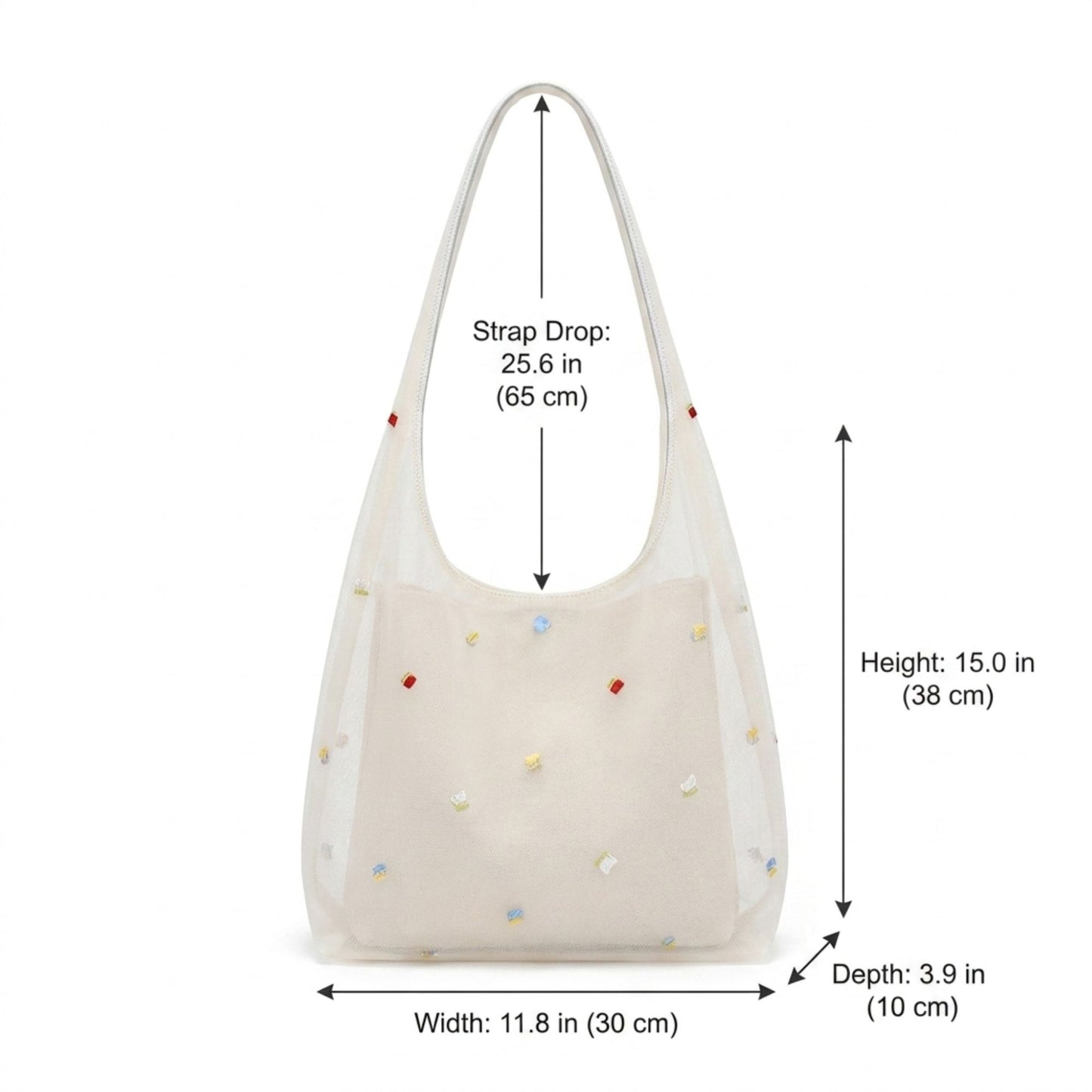 Mesh Shoulder Bag with Beaded Detail and Soft Inner Pouch
