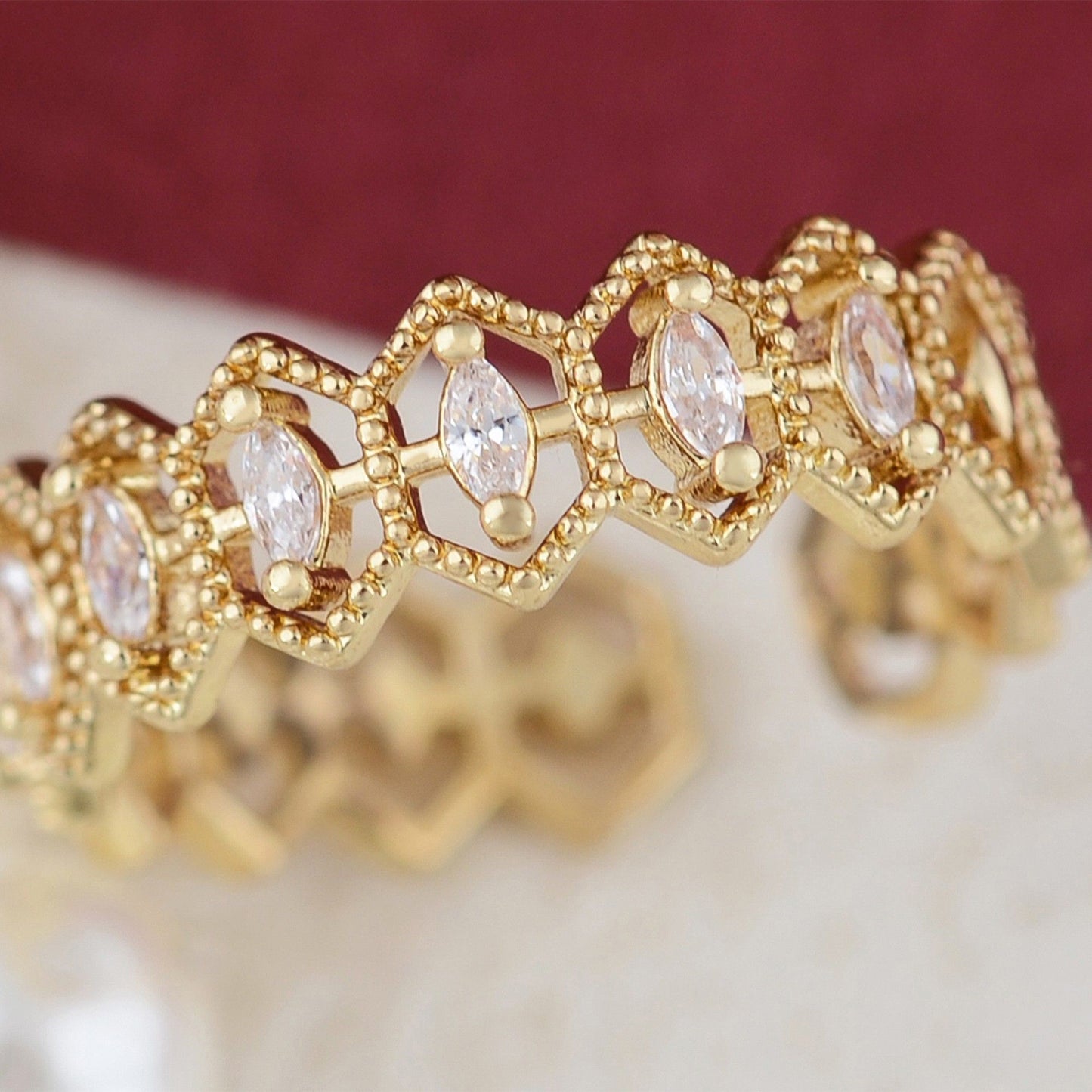 Elegant Crown and Geometric Rings for Women Sparkling Crystal Statement Band Fashion Jewelry for Daily Wear