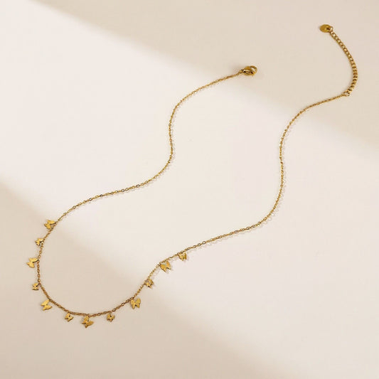 Butterfly Charm Necklace with Delicate Miniature Pendant Accents and Dainty Chain Design for a Soft Feminine Layered Look