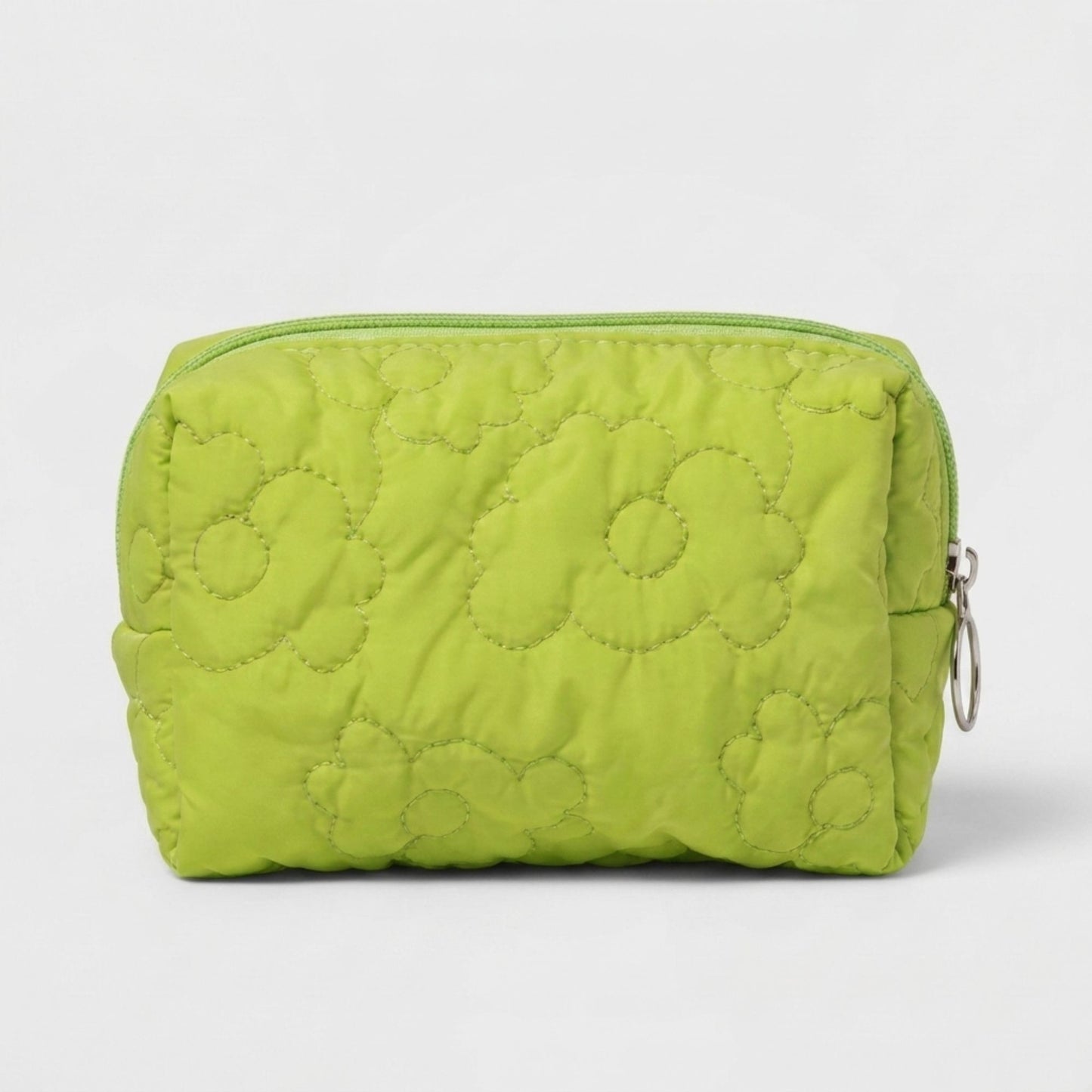 Floral Quilted Makeup Bag Large Capacity Cosmetic Toiletry Travel Pouch with Handle