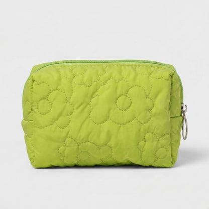 Floral Quilted Makeup Bag Large Capacity Cosmetic Toiletry Travel Pouch with Handle