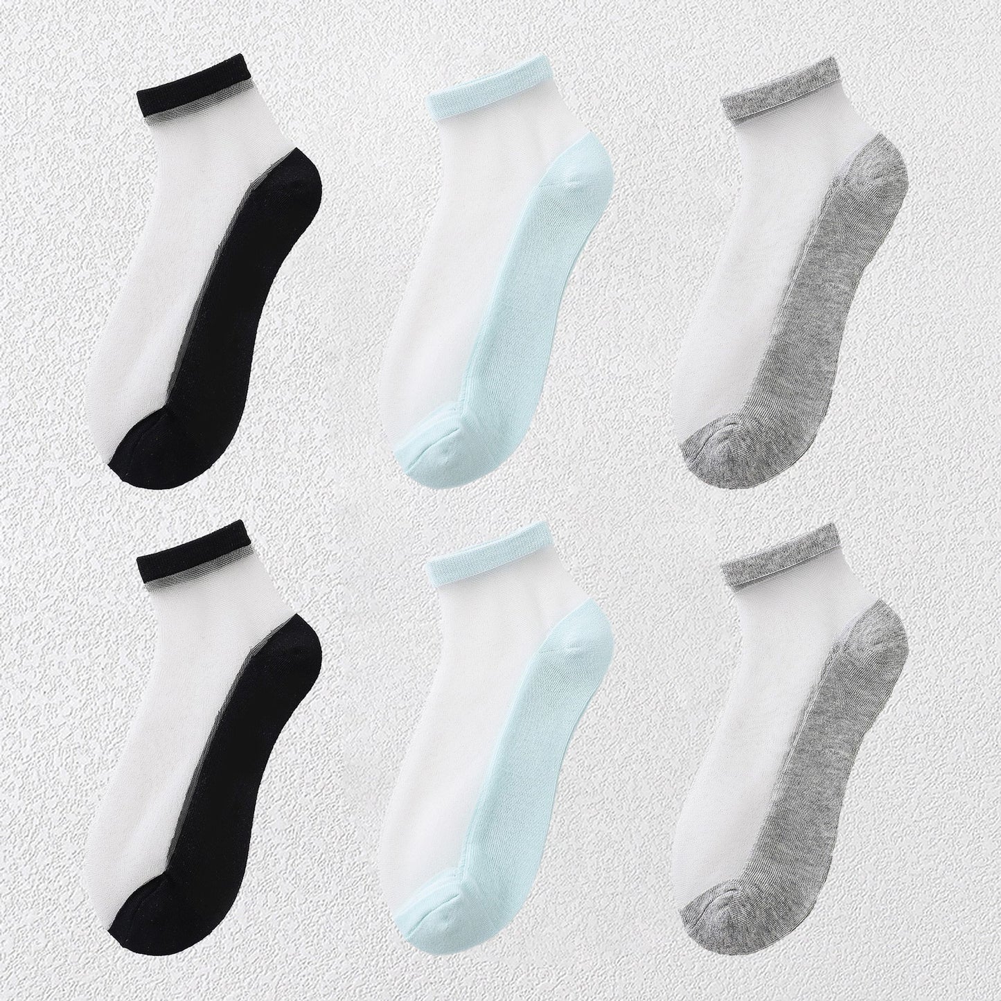 Chic Summer Thin Ankle Socks Soft for Casual 6Pk