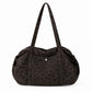 Leopard Print Barrel Shoulder Bag with Zip Closure and Interior Pockets