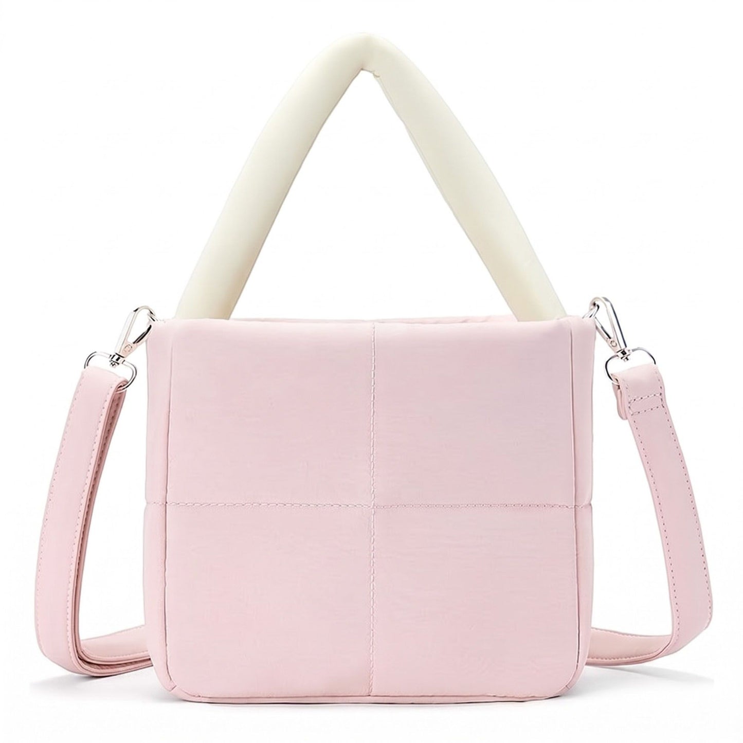 Padded Tote Bag with Top Handles and Detachable Adjustable Crossbody Strap 8.5x8x3.5in