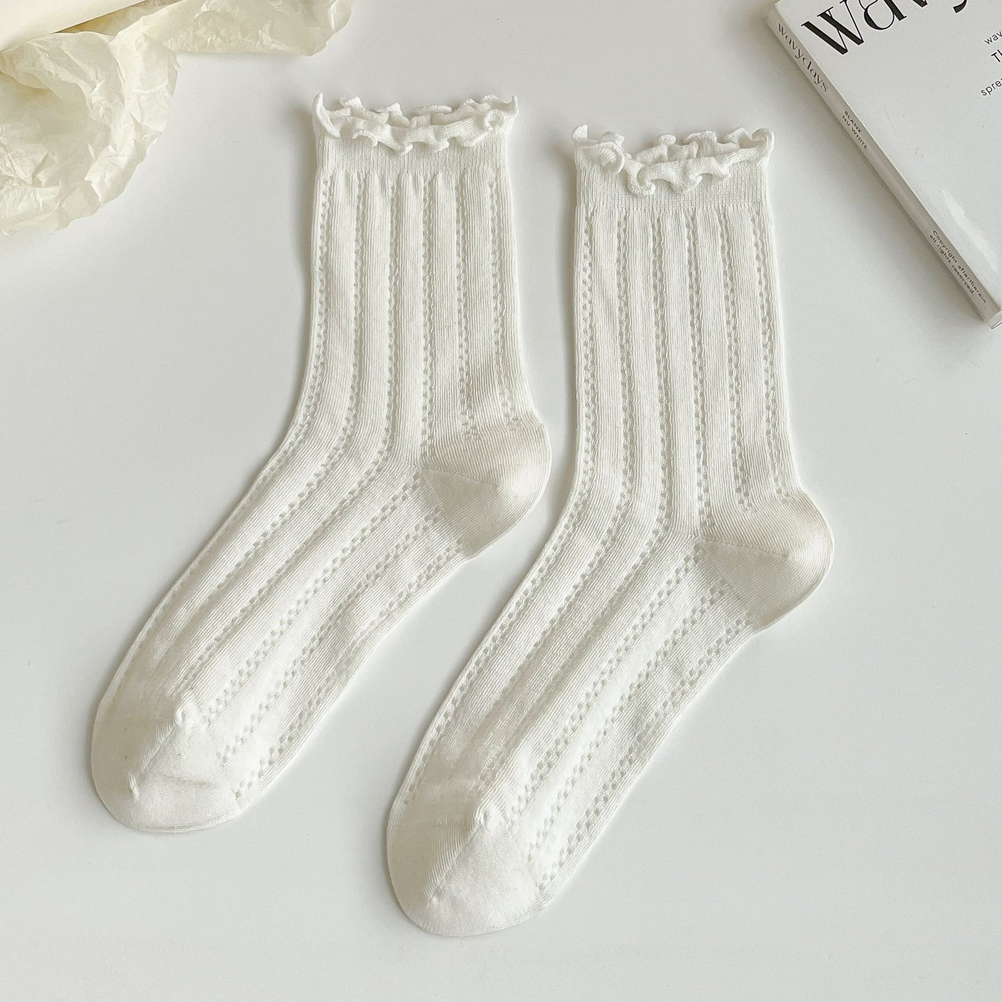 Adorable Ruffled Lace-Up Socks Wicking Cotton for Casual Comfort 3 Pairs