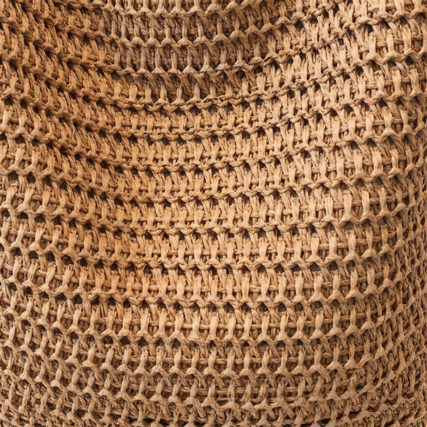 Woven Crochet Tote Bag with Drawstring Detail and Pattern Strap Shoulder Handbag Lightweight Knit Bag
