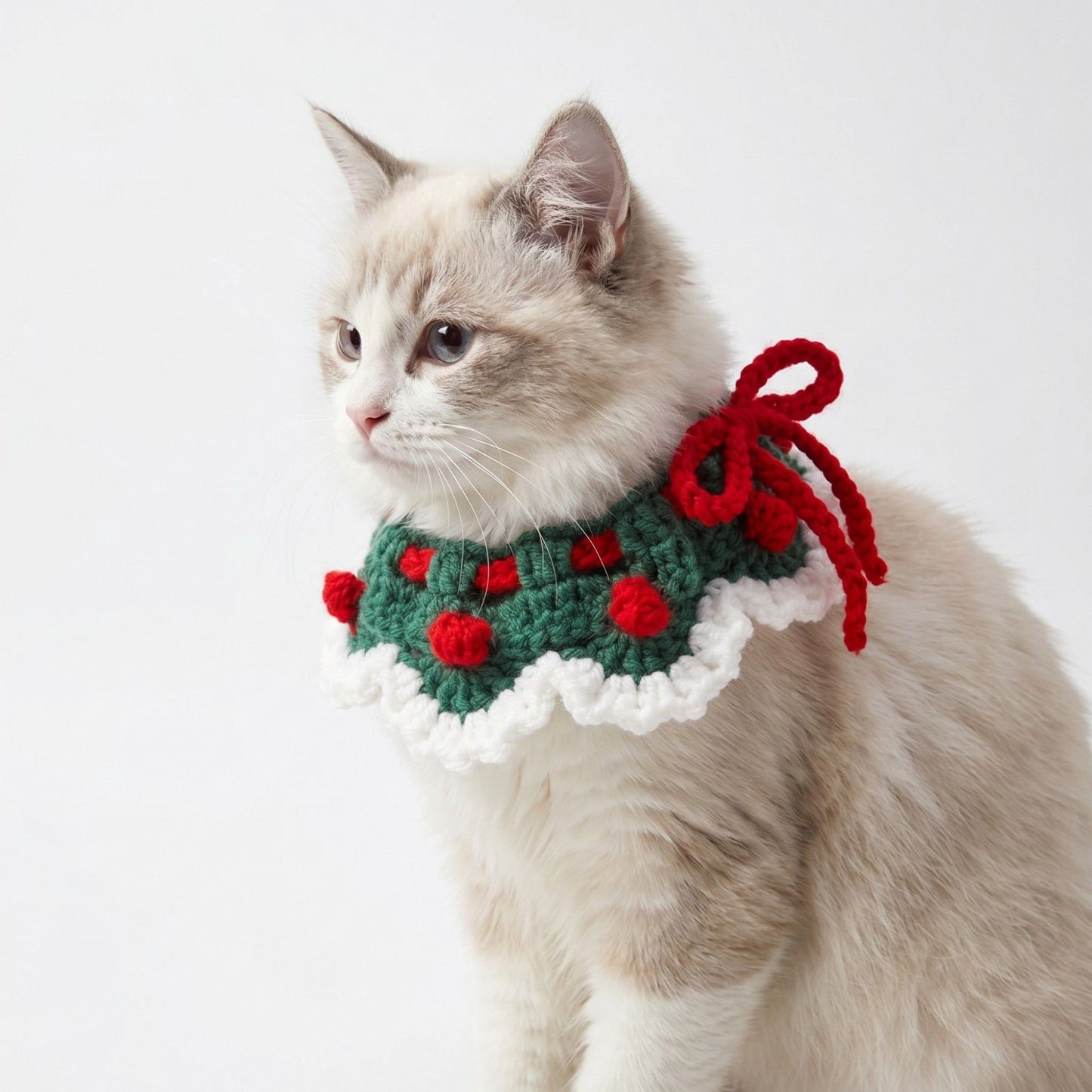 Pet Crochet Collar with Pom-Pom Decorative Neck Accessory for Dogs and Cats