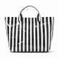 Striped Tote Bag Glossy Coated Large Capacity Shoulder Bag for Travel and Beach