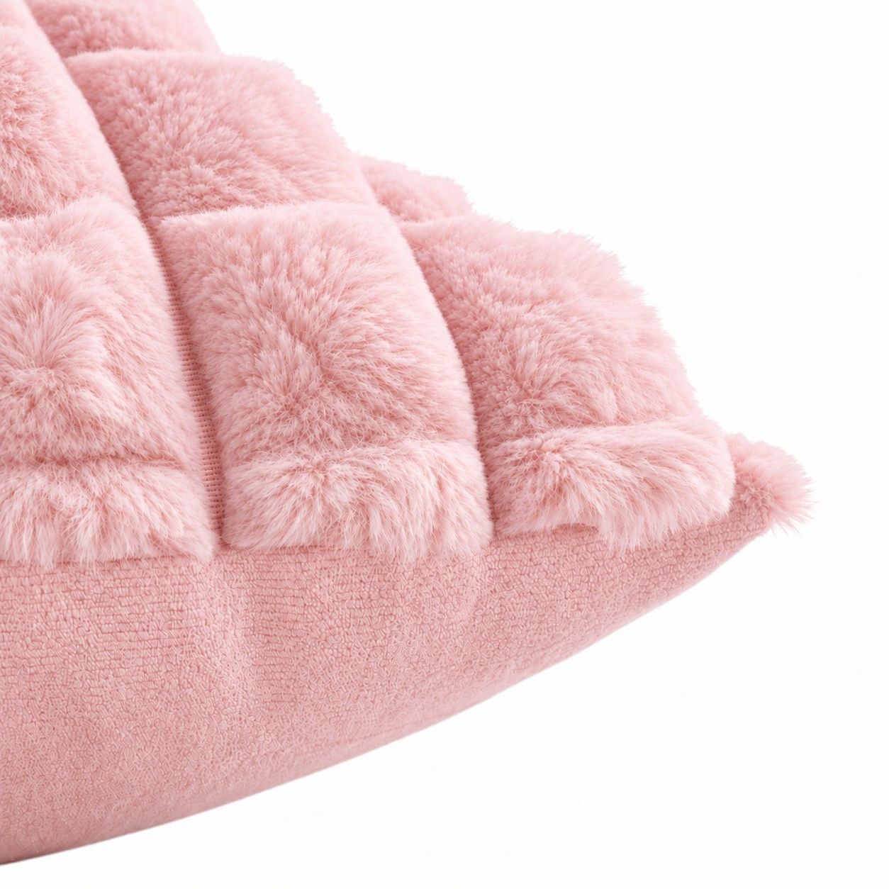 2 Pack Plush Faux Fur Bubble Grid Throw Pillow Covers 18 x 18 Inch for Couch and Bed