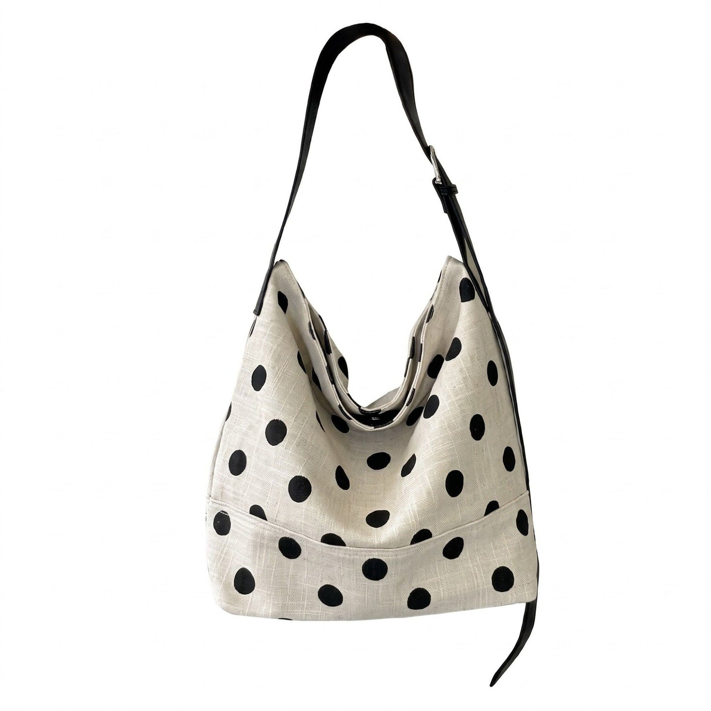 Polka Dot Hobo Shoulder Bag with Adjustable Strap and Front Pocket