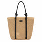 Woven Straw Beach Tote Bag Large Capacity Summer Shoulder Carryall with Contrast Straps