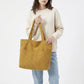 Corduroy Tote Bag Large Capacity Shoulder Bag with Front Pocket and Zipper Closure