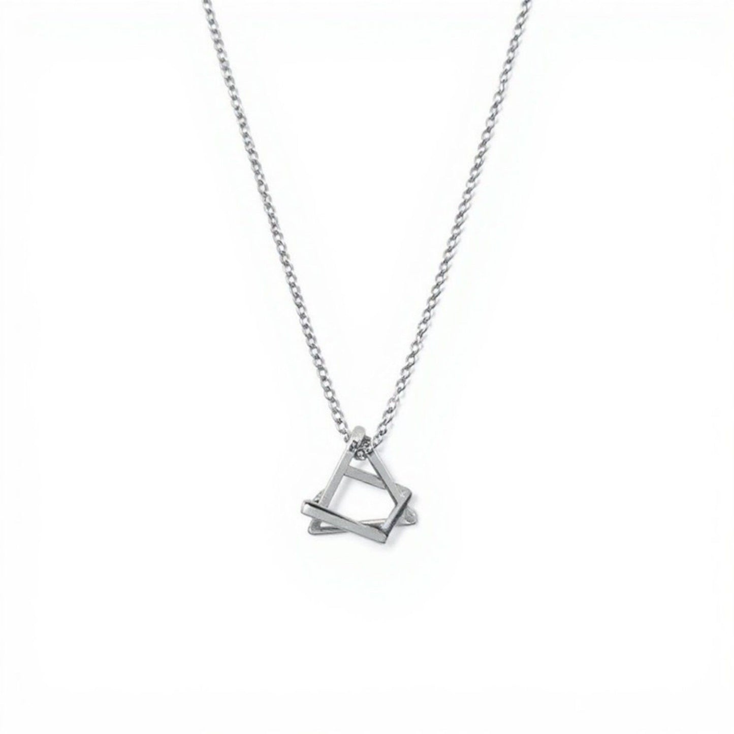 Women's Interlocking Triangle Pendant Necklace with Minimalist Geometric Design