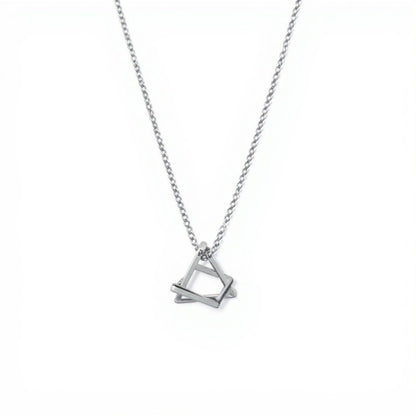 Women's Interlocking Triangle Pendant Necklace with Minimalist Geometric Design