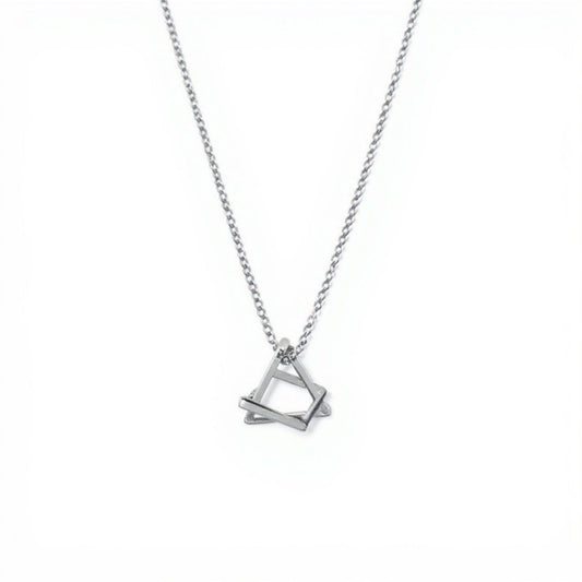 Women's Interlocking Triangle Pendant Necklace with Minimalist Geometric Design
