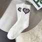 3-Pair Fuzzy Valentine Heart Knit Crew Socks Set with Soft Plush Texture, Stretchy Cozy Fabric, and Cute Heart Accent for Gifting