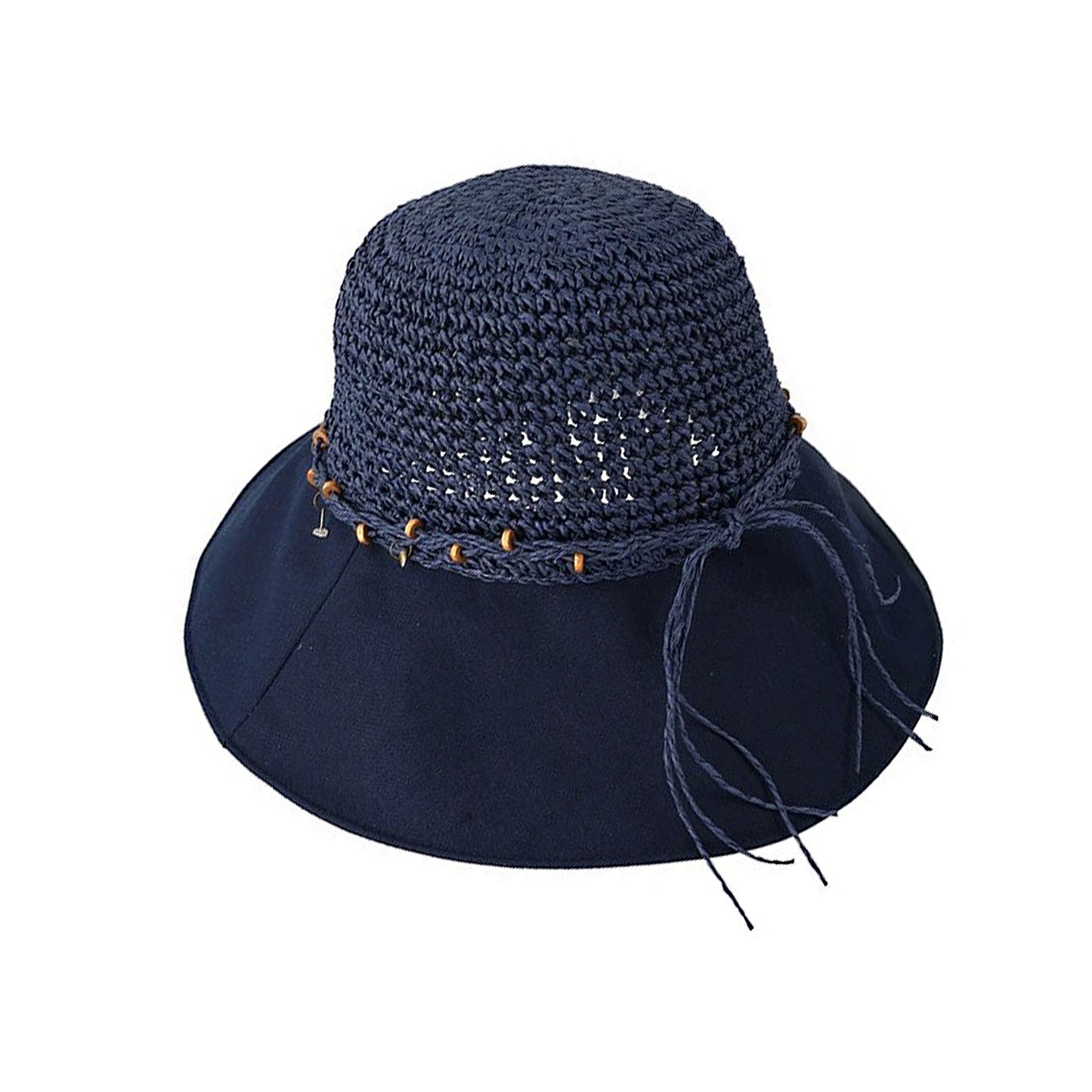Wide Brim Straw Sun Hat Breathable Crochet Summer Hat with Decorative Band