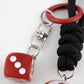 Eight Ball Dice Keychain with Rope Loop Charm Beaded Key Ring Accessory