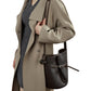Pebbled Leather Bucket Shoulder Tote with Adjustable Buckle Accent and Open Top Design
