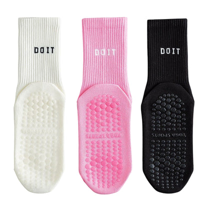 3 Pair Combo Sale Anti Slip Crew Socks with Grip Soles and Ribbed Cuffs in Multiple Color Options