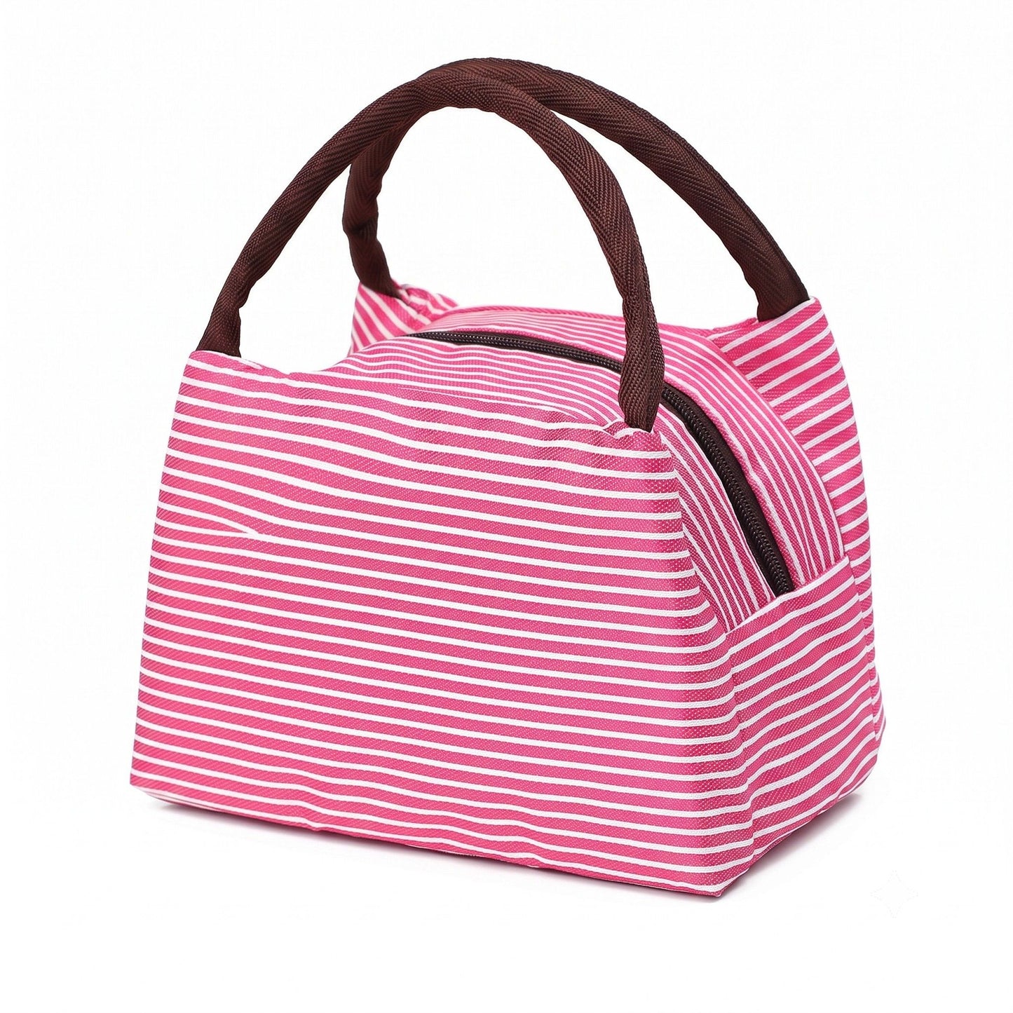 Insulated Striped Lunch Bag Reusable Soft Cooler Tote for Work School Picnic