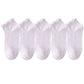 5-Pack Ribbed Ankle Socks with Ruffle Lettuce Trim Soft Stretch Cotton Cute Everyday Style