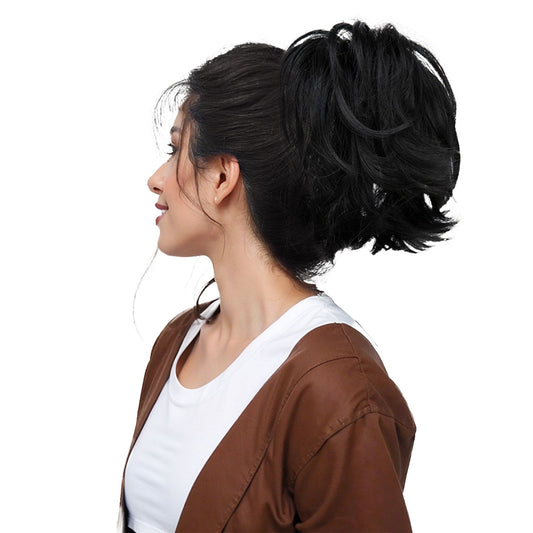 Short Tousled Layered Ponytail Hairpiece with Claw Clip Heat Resistant Synthetic Hair Natural Texture