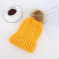 Cable Knit Beanie with Faux Fur Pom-Pom - Warm Stretchy Winter Hat for Casual Daily Wear