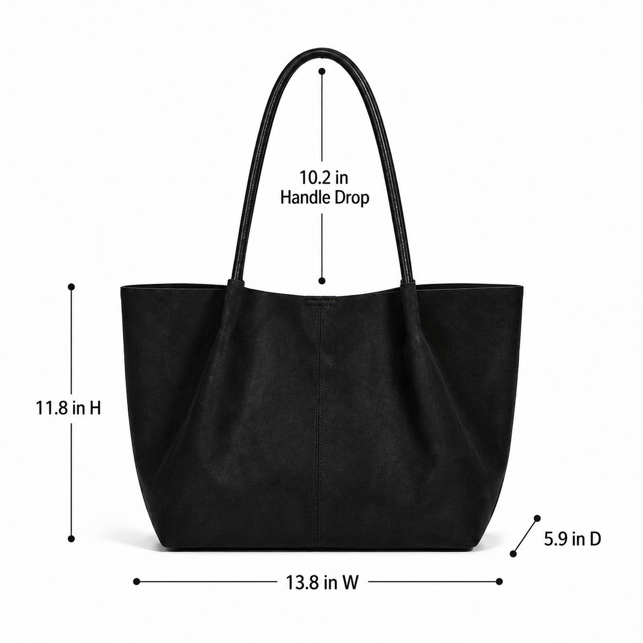 Faux Suede Tote Bag with Removable Zip Pouch and Double Shoulder Handles