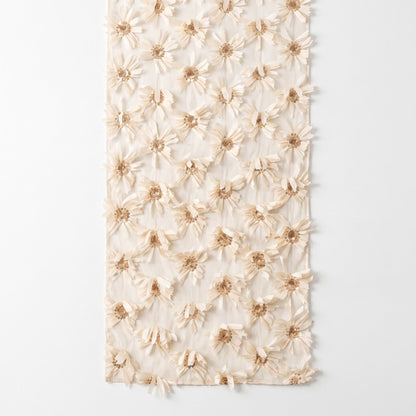 Beige 3D Floral Table Runner with Sequin Accents 13.8x47.2in