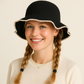 Women's Woven Floppy Bucket Hat with Scalloped Brim Edge Detail