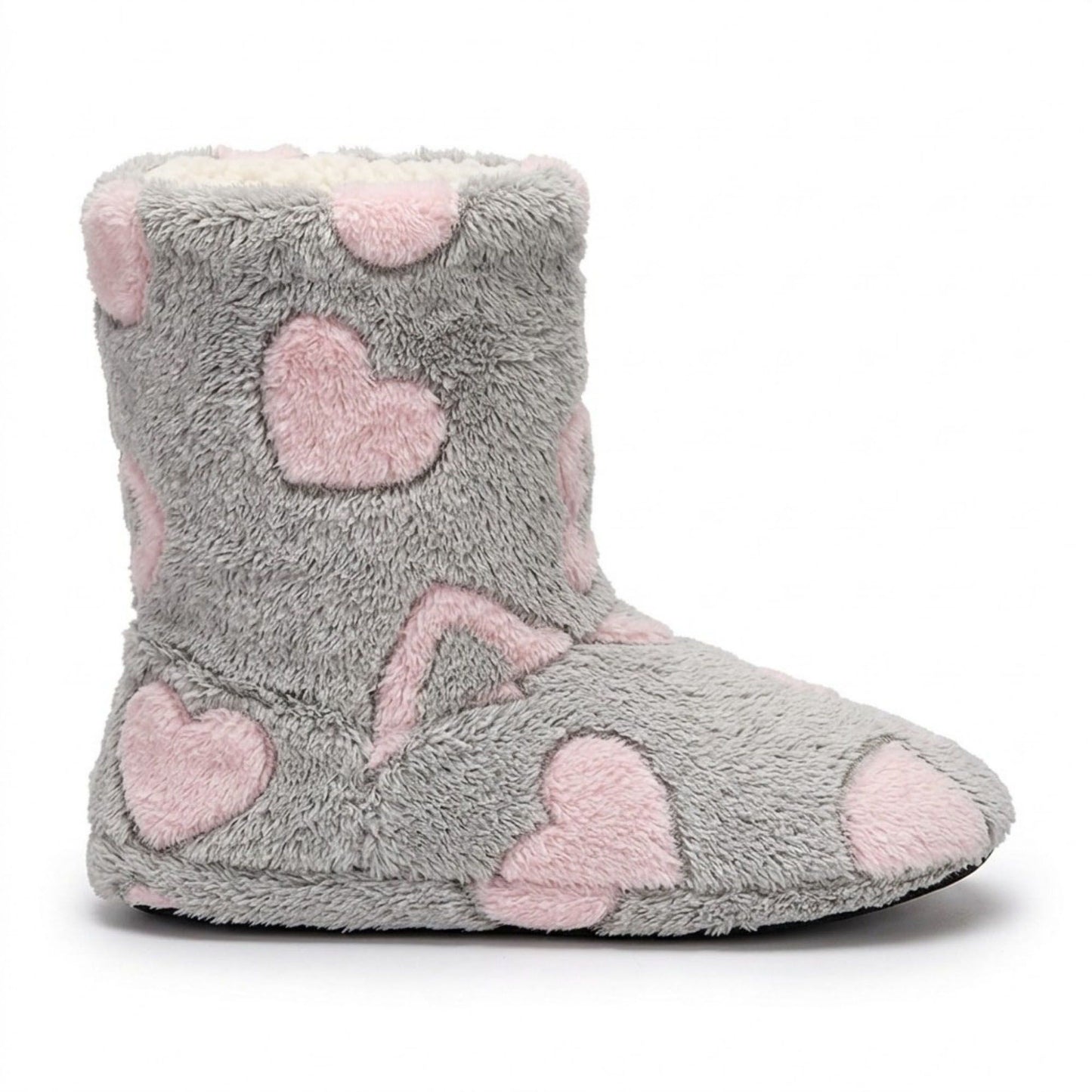Fuzzy Heart Slipper Boots