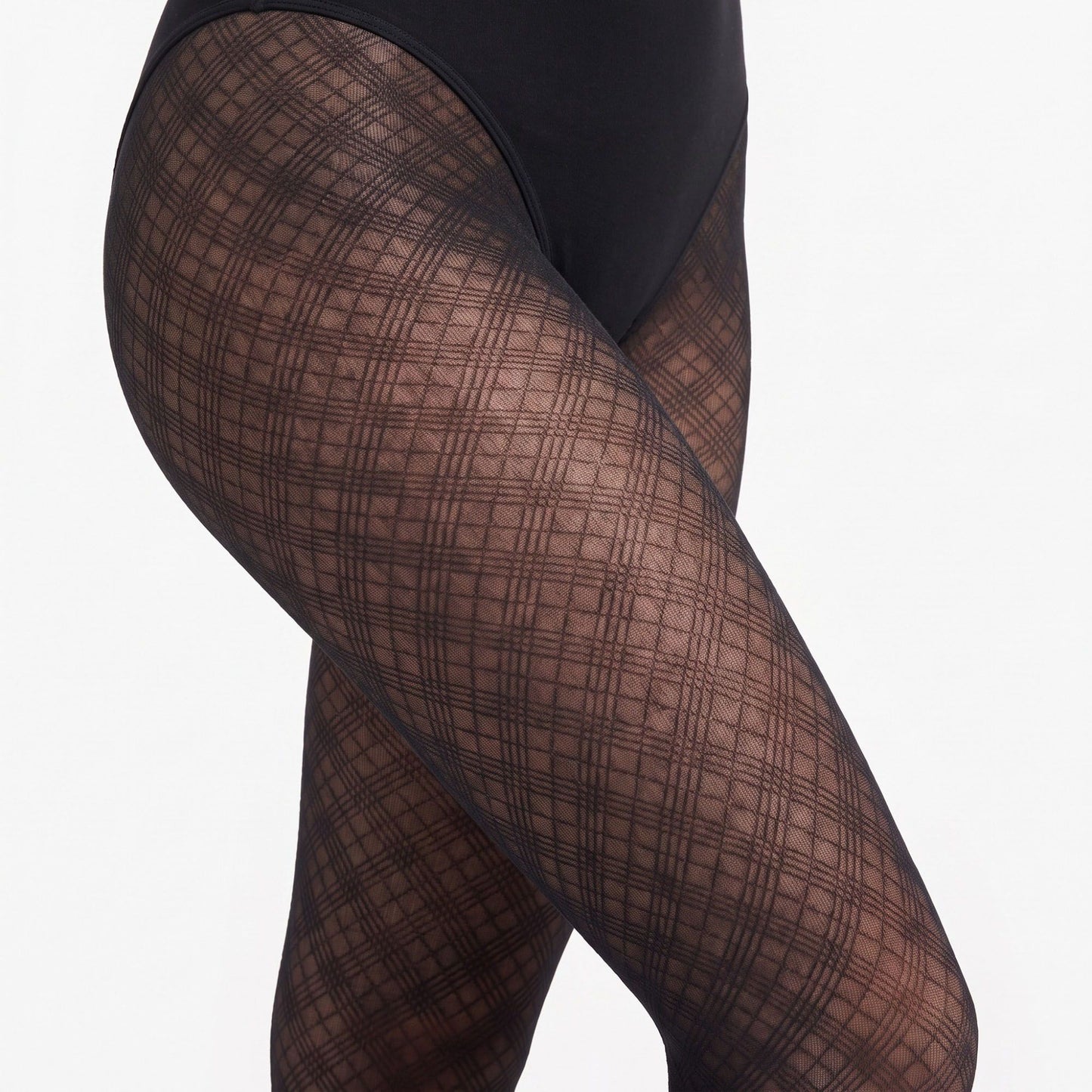 2-Piece Plaid Pattern Sheer Tights