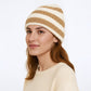Unisex Striped Knit Beanie Hat Cuffed Warm Winter Cap