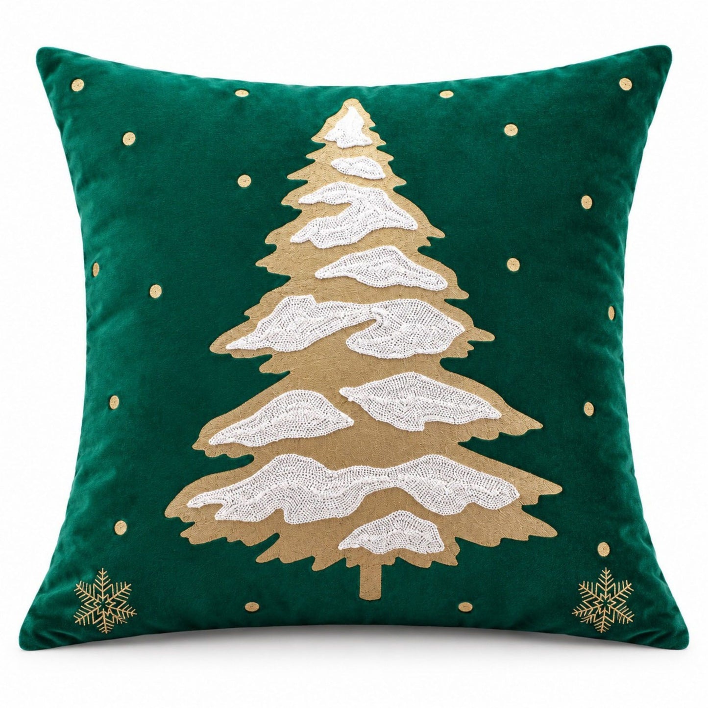 Christmas Tree Embroidered Decorative Throw Pillow Cover (Single Piece)