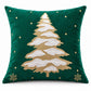 Christmas Tree Embroidered Decorative Throw Pillow Cover (Single Piece)