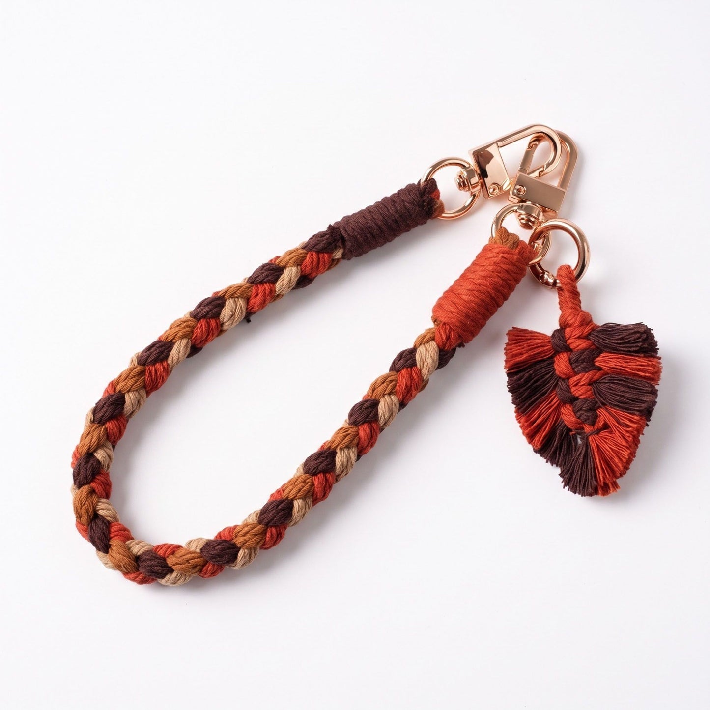 Braided Wrist Strap with Detachable Leaf Charm