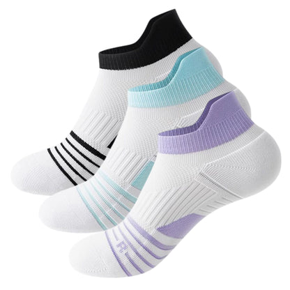 3 Pairs Cushioned Sport Ankle Socks with Arch Support Breathable Stretch Mesh Knit Athletic Low-Cut Design