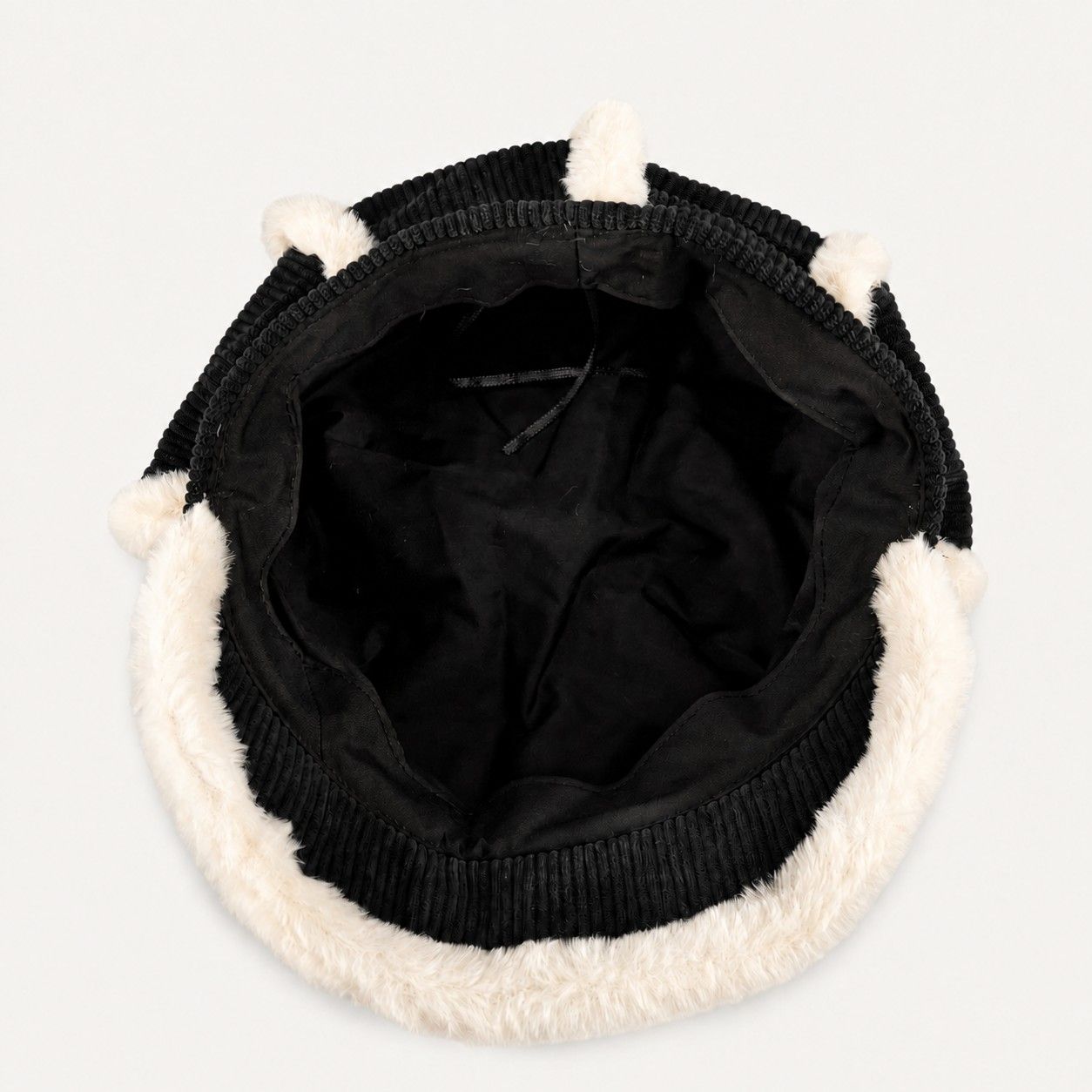 Corduroy Newsboy Cap Faux Fur Trim Baker Boy Hat Warm Casual Style