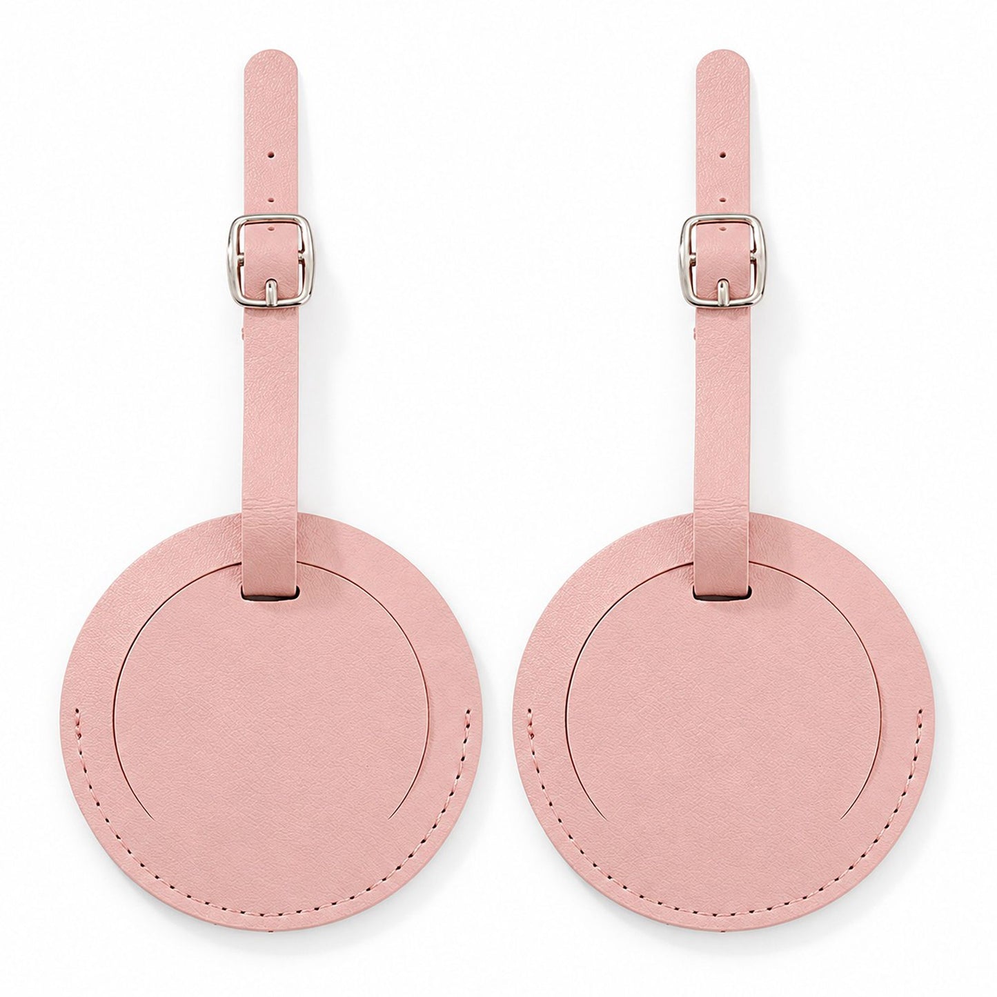 2 Pack Round Luggage Tags with Adjustable Buckle Straps