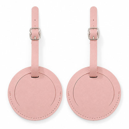2 Pack Round Luggage Tags with Adjustable Buckle Straps