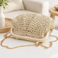 Woven Straw Crossbody Bag Small Chain Shoulder Handbag with Flap Closure