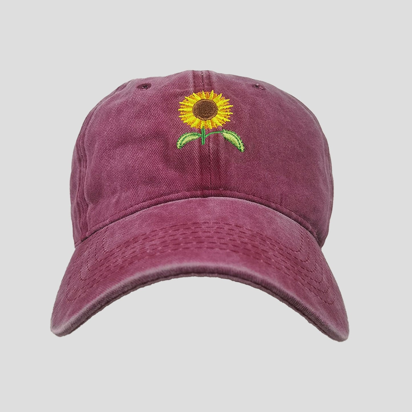 Women's Baseball Cap with Sunflower Embroidery
