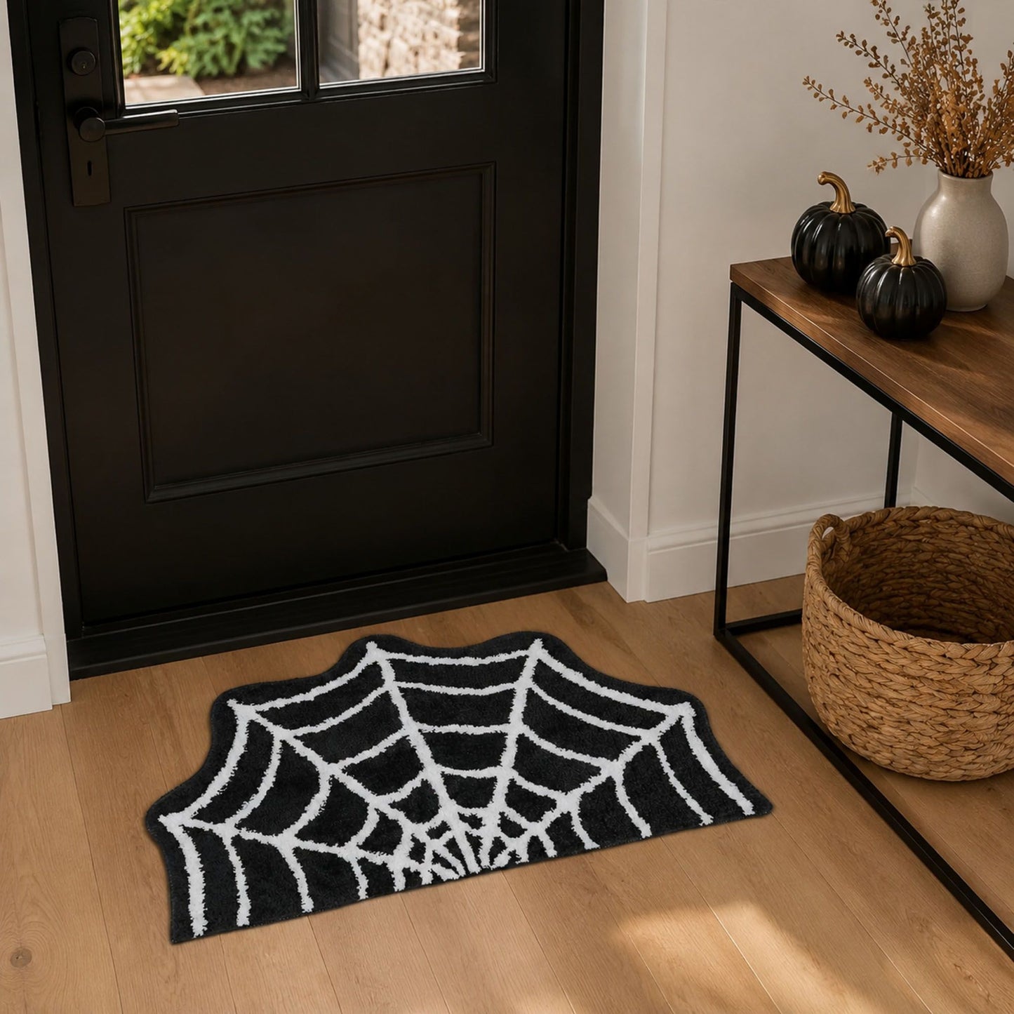 Halloween Spider Web Shaped Bath Mat Nonslip Accent Rug 15.7 x 23.6 Inches
