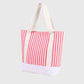 Striped Canvas Tote Bag - Large Capacity Beach and Shopping Shoulder Bag